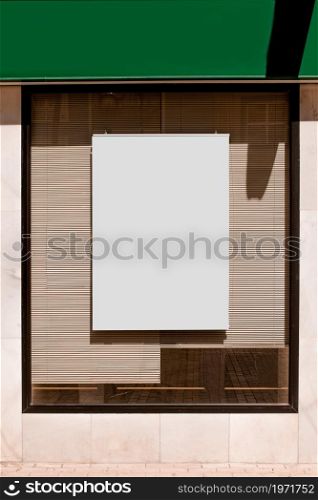rectangular blank billboard glass window blinds. High resolution photo. rectangular blank billboard glass window blinds. High quality photo
