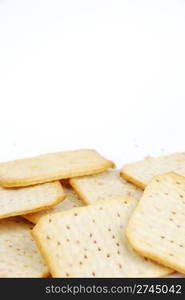 rectangular cheese crackers isolated on white background