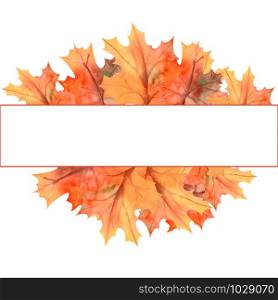 Rectangular frame with autumn leaves on white isolated background . Watercolor illustration. Rectangular frame with autumn leaves on white isolated background . Watercolor illustration.