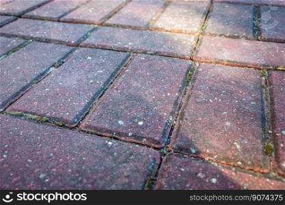 Rectangular red paving stones laid on the ground