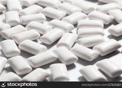 Rectangular white chewing gum on white
