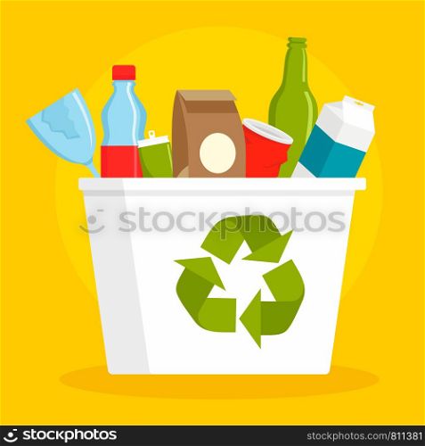 Recycle basket concept background. Flat illustration of recycle basket vector concept background for web design. Recycle basket concept background, flat style