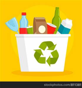 Recycle basket concept background. Flat illustration of recycle basket vector concept background for web design. Recycle basket concept background, flat style