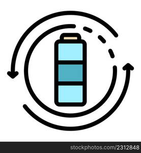 Recycle battery icon. Outline recycle battery vector icon color flat isolated. Recycle battery icon color outline vector