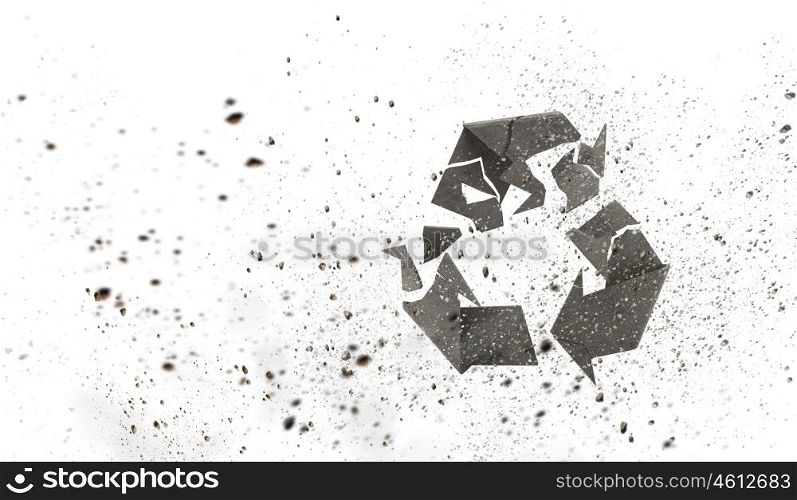 Recycle concept. Conceptual image with stone recycle broken sign