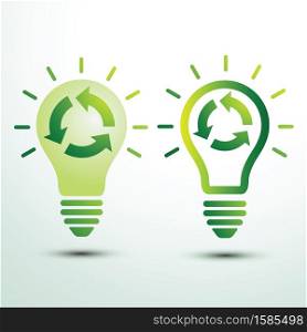 Recycle idea green bulb with recycle logo vector illustration