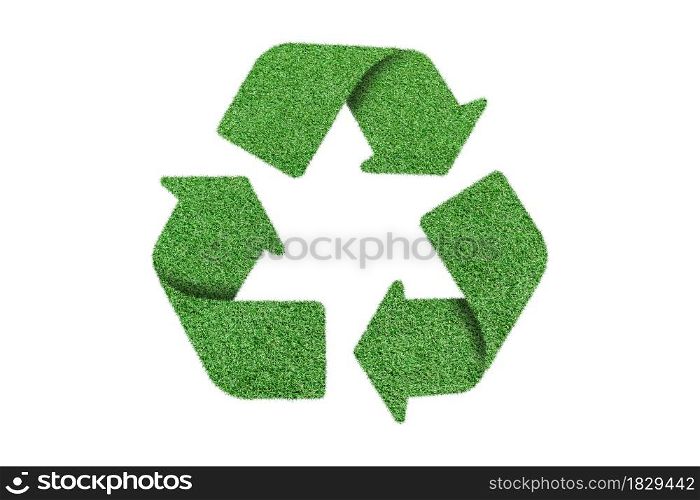 Recycle logo symbol of green grass, isolated on white background