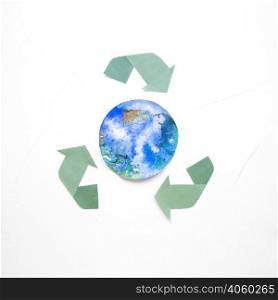 recycle logo with globe drawing