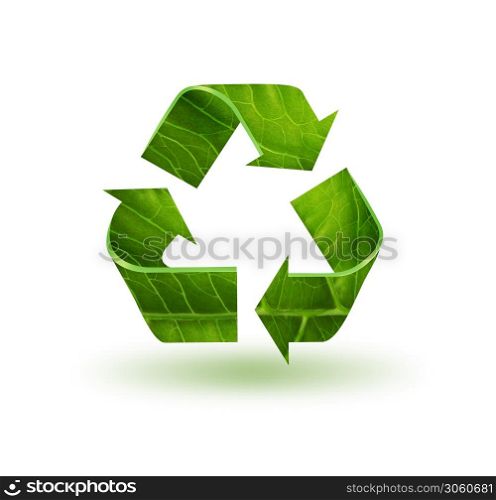 Recycle symbol with leaf texture