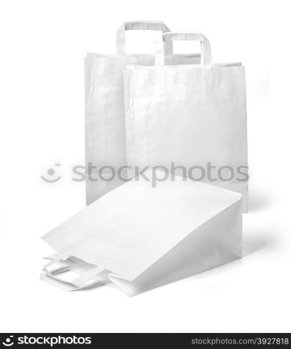 recycle white paper bags on white background