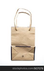 Recycled Paper bag on white background