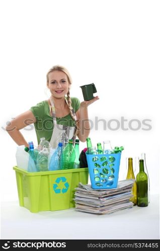 Recycling bottles and paper