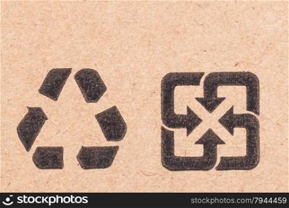 recycling green dot symbol fragile on cardboard box