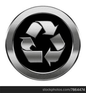 Recycling symbol icon silver, isolated on white background.
