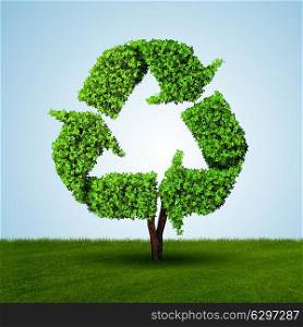 Recycling symbol in recycle concept - 3d rendering. Ecology and green environment concept - 3D rendering