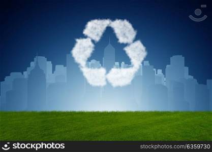 Recycling symbol made from clouds- 3D rendering