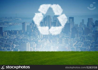 Recycling symbol made from clouds