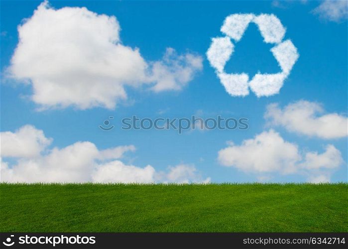Recycling symbol made from clouds