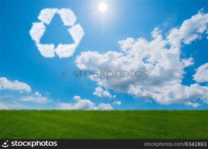 Recycling symbol made from clouds