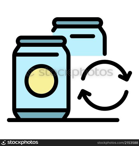 Recycling tin can icon. Outline recycling tin can vector icon color flat isolated. Recycling tin can icon color outline vector