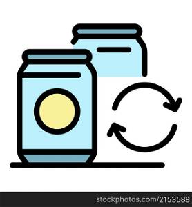 Recycling tin can icon. Outline recycling tin can vector icon color flat isolated. Recycling tin can icon color outline vector