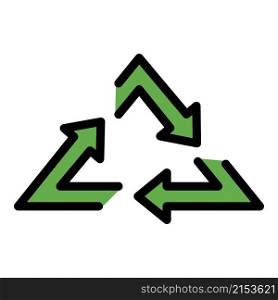 Recycling triangle icon. Outline recycling triangle vector icon color flat isolated. Recycling triangle icon color outline vector
