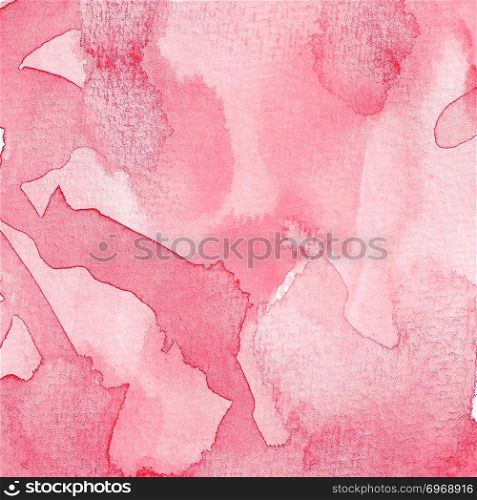 Red abstract watercolor background. Hand painted illustration.