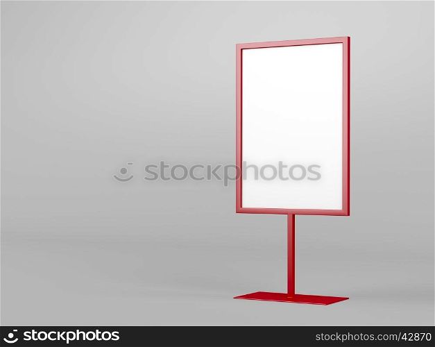 Red advertising stand on gray background
