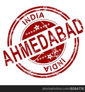 Red Ahmedabad stamp with white background, 3D rendering