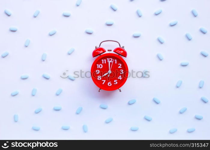 "Red alarm clock ring with "PrEP" ( Pre-Exposure Prophylaxis). used to prevent HIV."