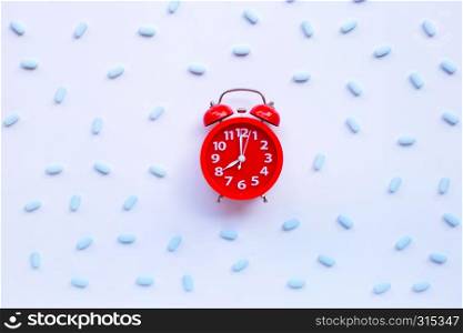 "Red alarm clock ring with "PrEP" ( Pre-Exposure Prophylaxis). used to prevent HIV."
