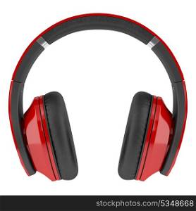 red and black wireless headphones isolated on white background