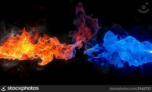 Red and blue fire