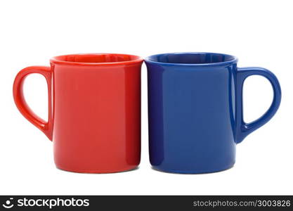 red and blue mug on a white background