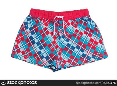 Red and blue plaid shorts. Isolate on white.
