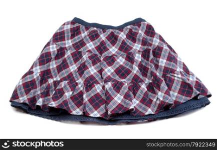 Red and blue plaid skirt. Isolate on white.