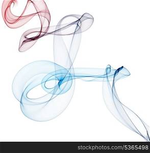 red and blue smoke on white