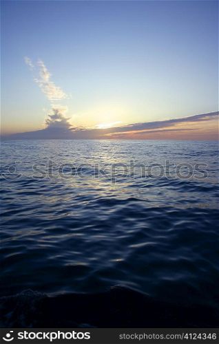 Red and blue sunrise in Mediterranean sea, Spain