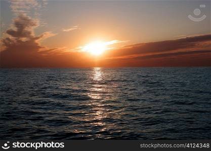 Red and blue sunrise in Mediterranean sea, Spain