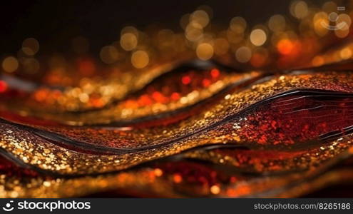 Red and Gold Bokeh Shiny Abstract Background. Generative AI