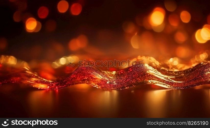 Red and Gold Bokeh Shiny Abstract Background. Generative AI