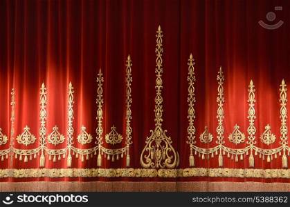 Red and gold stage theater curtain background