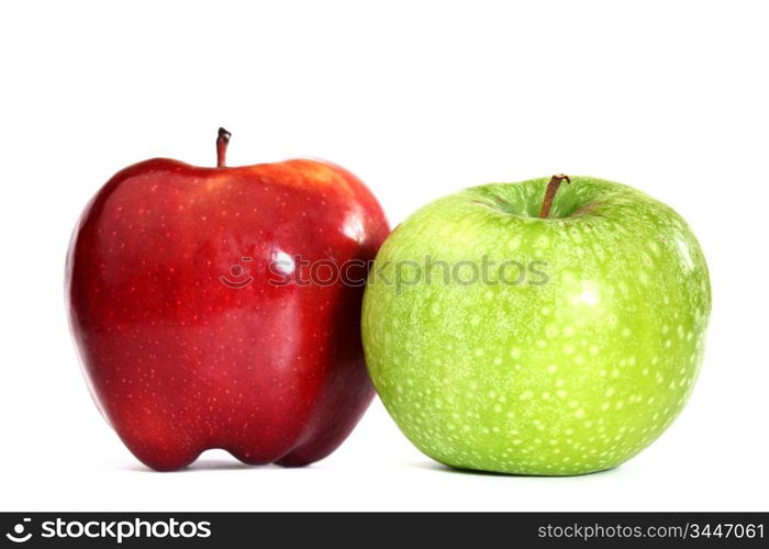 red and green apples macro close up