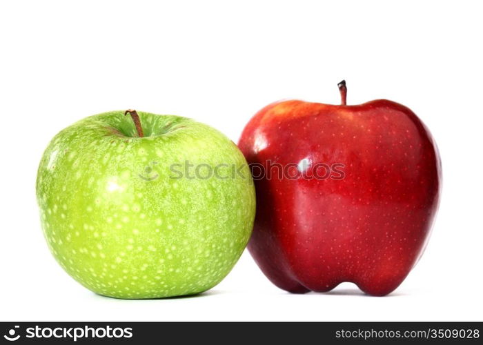 red and green apples macro close up