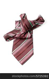 Red and green checkered man&rsquo;s necktie on white background