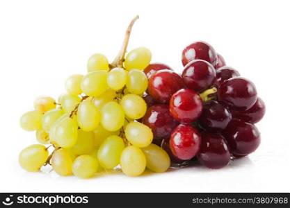 red and green grapes isolated on white
