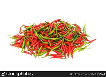 Red and green peppers isolated on the white