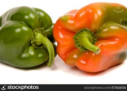 red and green peppers isolated on white&#xA;