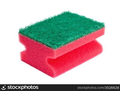 red and green sponge isolated on white