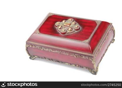 red and luxurious treasure chest isolated on white background